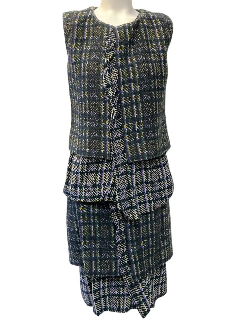 Marni Purple / Black Wool / Silk Top and Skirt Set